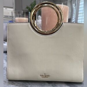 Kate Spade Cream Handbag/Crossbody with Gold Accent Round Handles.